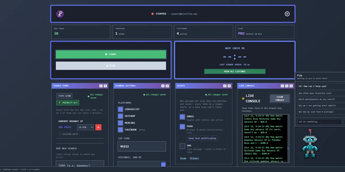 PixelFlip Dashboard