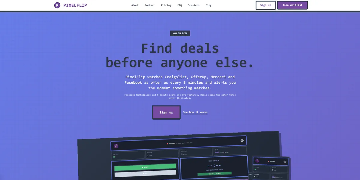 PixelFlip Landing Page